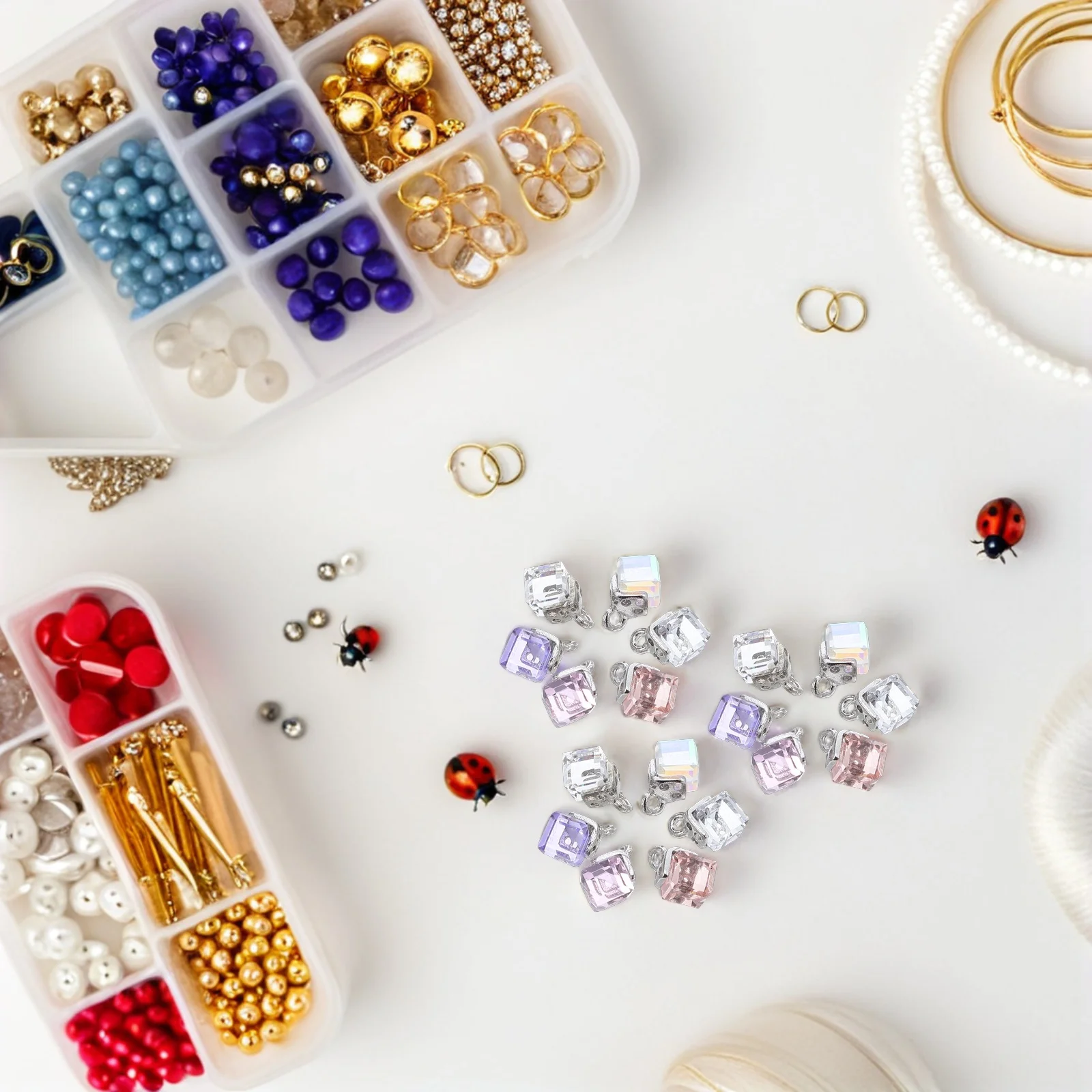 

60 Pcs Crystal Pendant Connector Beads Pendants Connectors Charms Jewelry Bracelet Spacer Loose Accessories