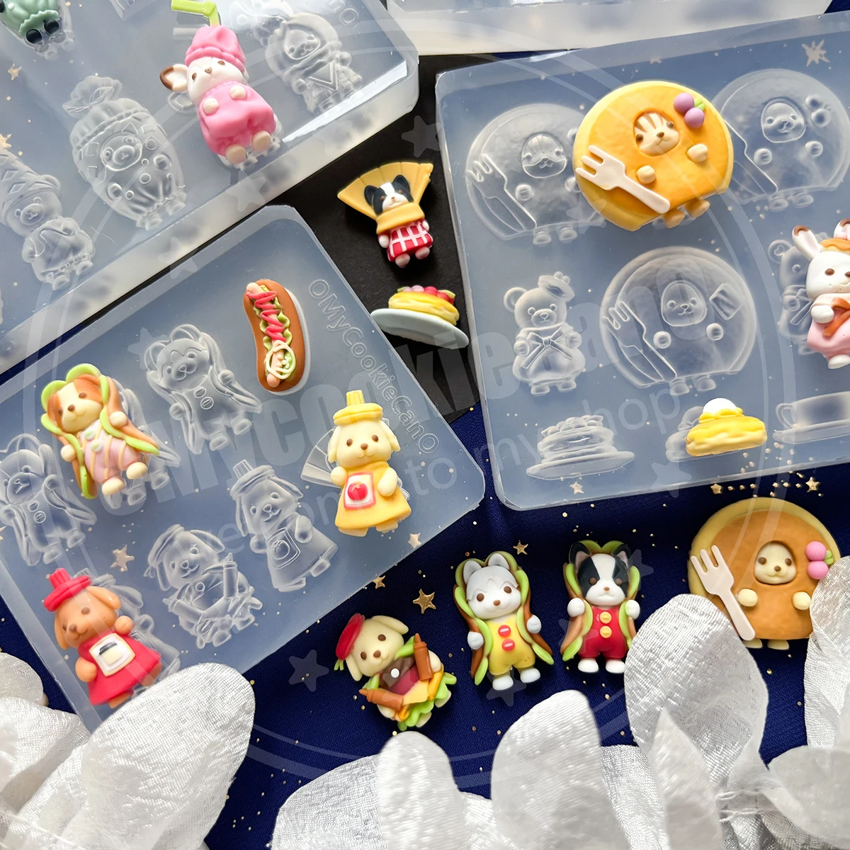 Super cute, animal-shaped transparent silicone molds for desserts, burgers, hot dogs, and ice cream. view 3