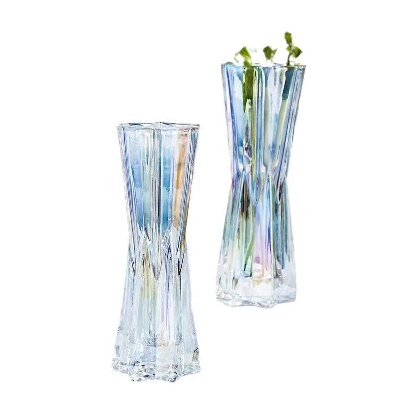 

CX creative hexagonal small waist transparent glass vase light luxury high sense flower arrangement hydroponics, ornament