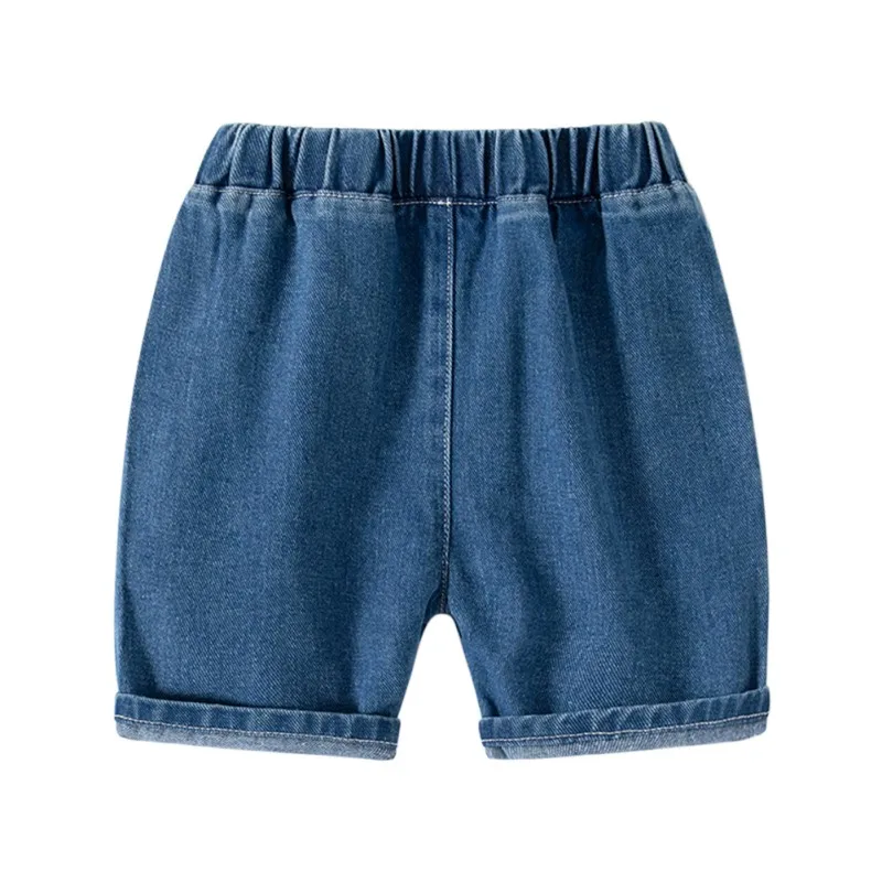 Summer Must-Have: Boys\' Casual Spliced Denim Jeans Shorts - Perfect for Everyday Wear (1-5 Years)