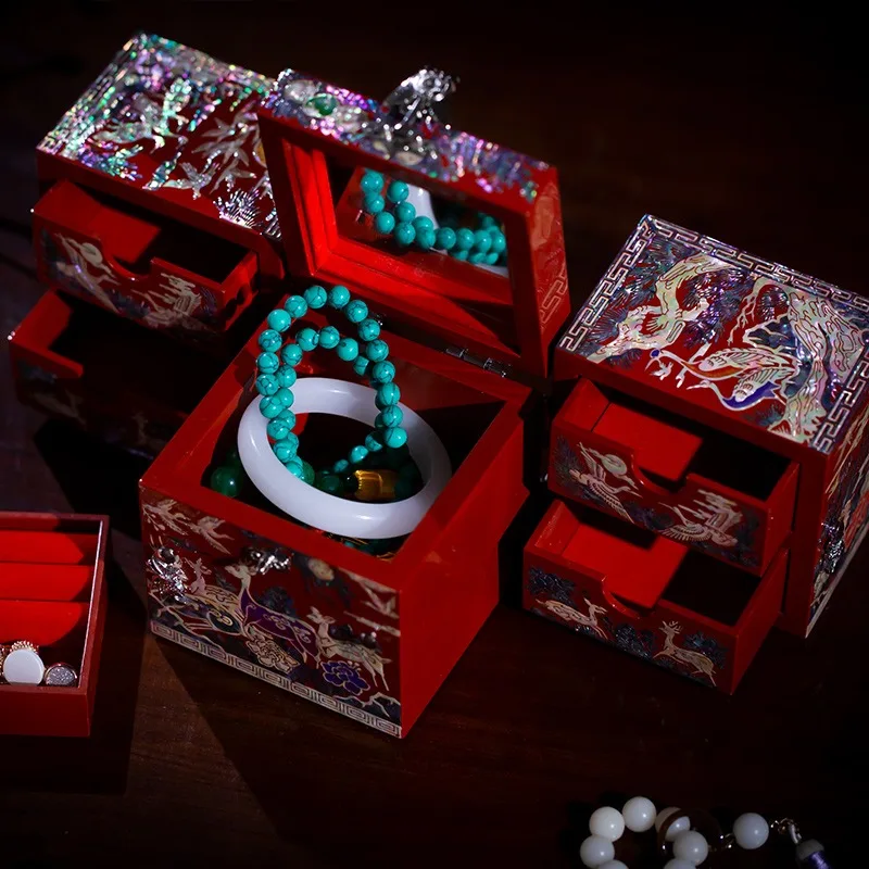 High-end snail lacquer jewelry box storage, national style wedding birthday gift decorations