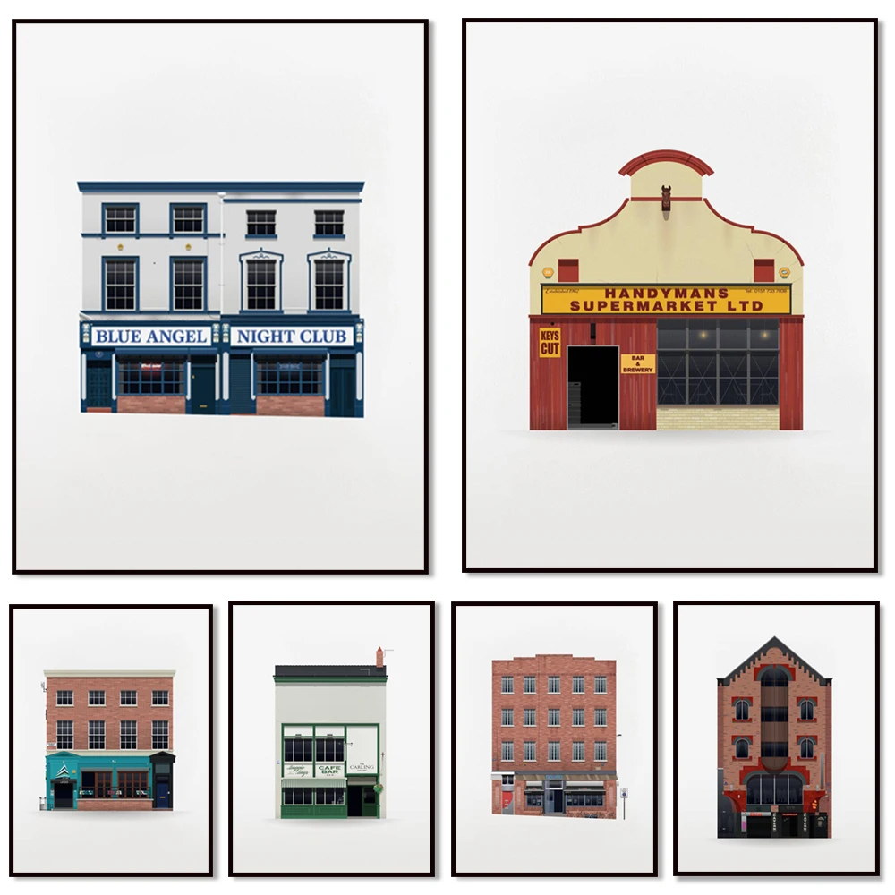 24 Kitchen Street, cafe, creepy Liverpool Cavern Club illustration, Matthew Street, wall art poster