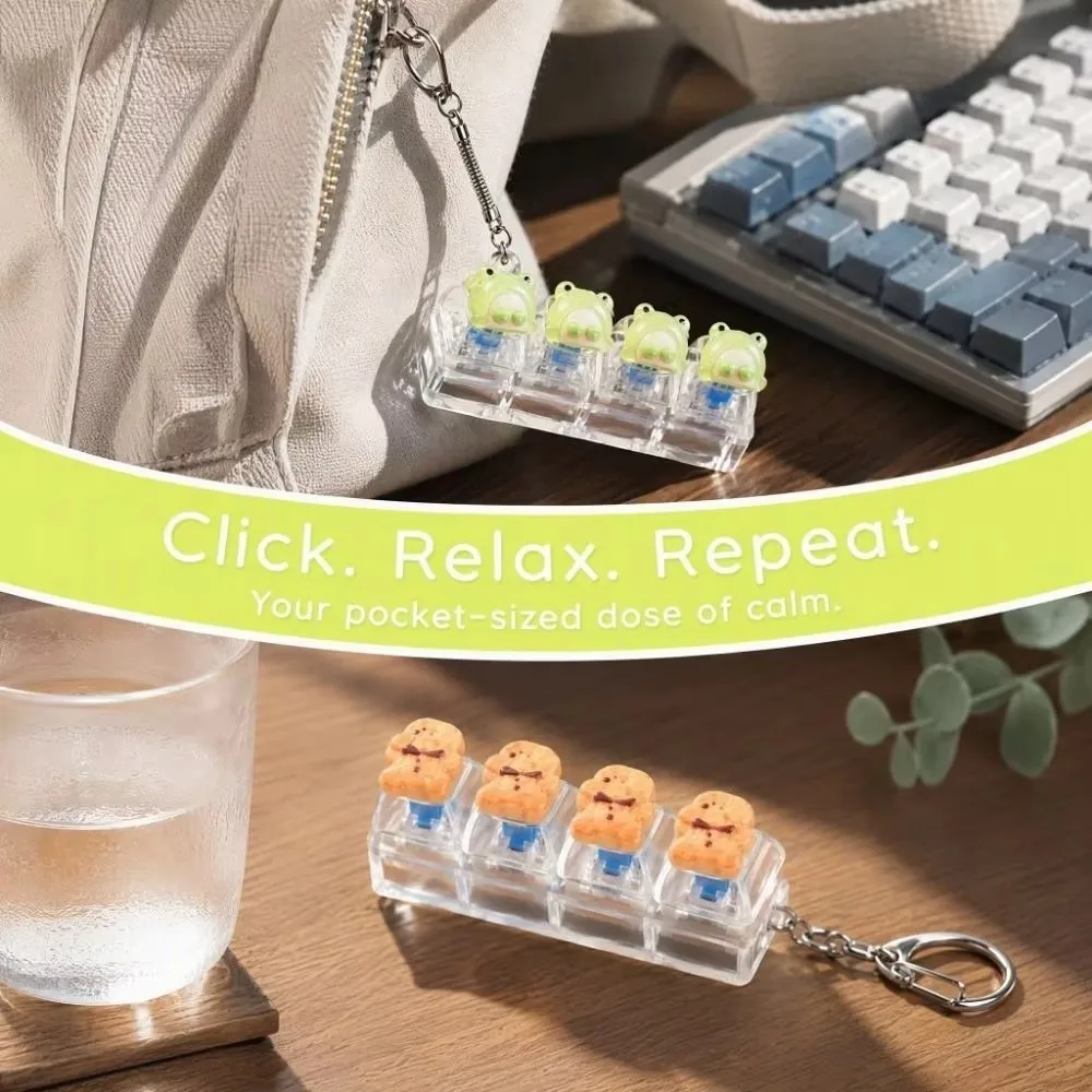 4 Key Anti-stress Pendant Finger Button Pass The Time Stress Relief Clicker Mechanical Mini Keyboard Pendant Bag Charms