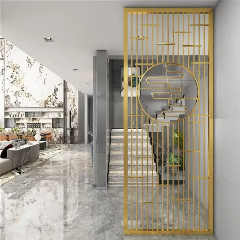 Modern simple wrought iron screen, decorative hollow partition dining room fence metal Nordic living room entrance