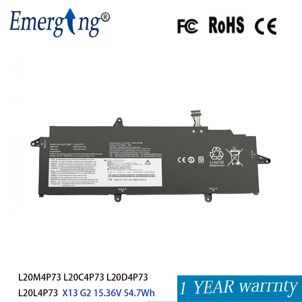 

L20M4P73 L20C4P73 L20D4P73 L20L4P73 Аккумулятор для Lenovo ThinkPad X13 G2 15,36 В, 54,7 Втч, 3564 мАч