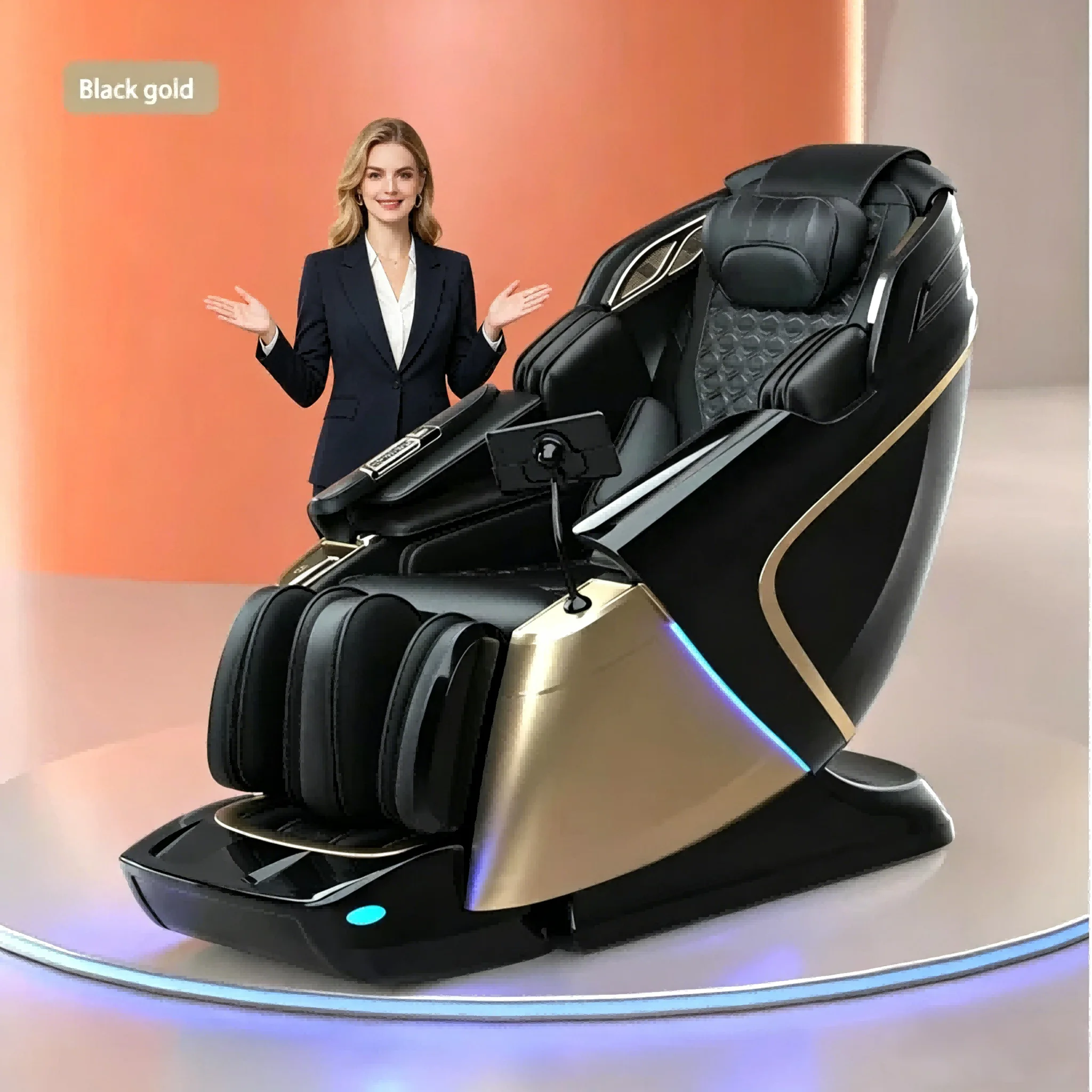 Zero Gravity Dual-Core 4D SL-Track Full Body Massage Chair with 3D Thai Stretch Electric Leg Lift Home Massage Sofa