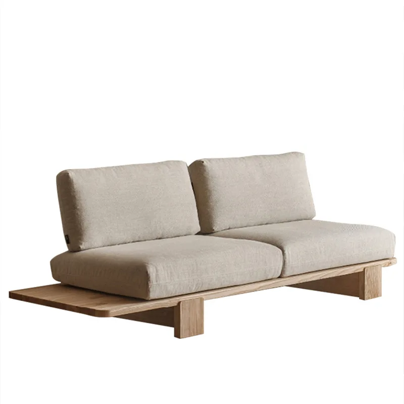 

wabi sabi wind, small apartment, solid wood sofa, homestay apartment, log, ash wood, lazy backrest sofa