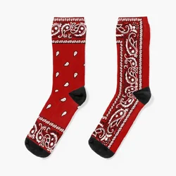 Calcetines de bandana rojos para hombre y mujer, medias deportivas y de ocio para halloween