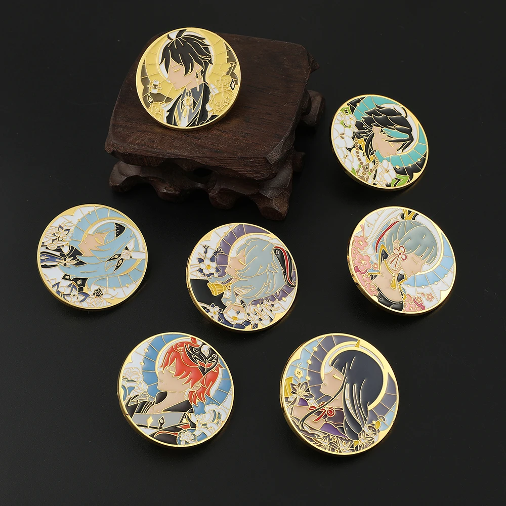 Game Genshin Impact Metal Pins Genshin Characters Xiao Cosplay Brooch Cute Accessories Badge Bag Model Gift