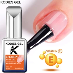 KODIES GEL Vitamin Rubber Base Gel Polish Clear Semi Permanent UV Primer Base Gel Varnish Repair Strengthener Damaged Nails Lak