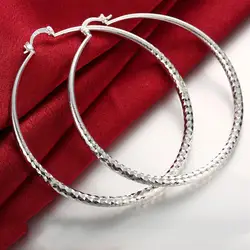 925 Sterling Silver charm 7CM Big circle Earrings for Women Luxury Fashion Party Wedding Accessories Jewelry Christmas Gifts