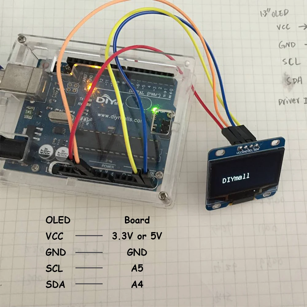 1.3 Inch I2C IIC Serial 128X64 OLED LCD LED Display Module White and Blue Color 3-6V for Arduino 51 MSP420 STIM32 SCR SH1106