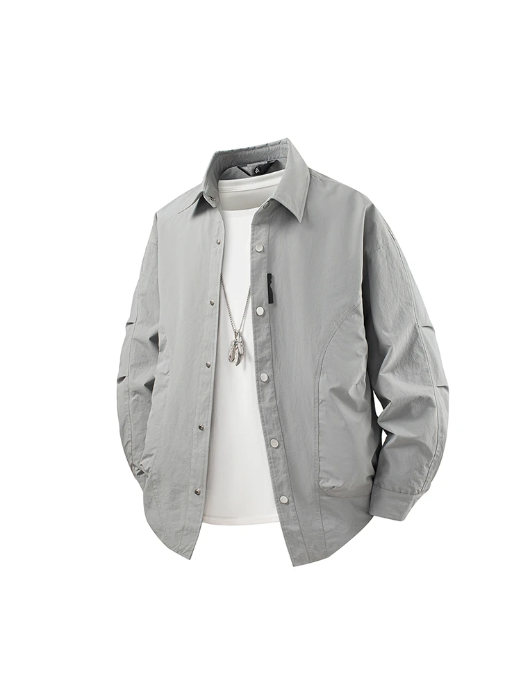 

Men's Jaet 2025 New Autumn Korean Version High-End Patchwork Workwear Stand Collar Slim Fit Topwear Outdoor Travel Nylon Fiber