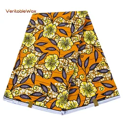 2022 NEW African Fabric High Quality 6 Yards 3 Yards Hard Cotton Wax Material Orange Cloth For Party Dress 24FS1422