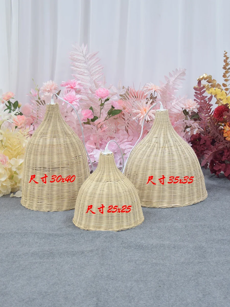 Wedding props bamboo wine glass rattan road chandelier outdoor venue decoration Mori ornaments rattan lamp