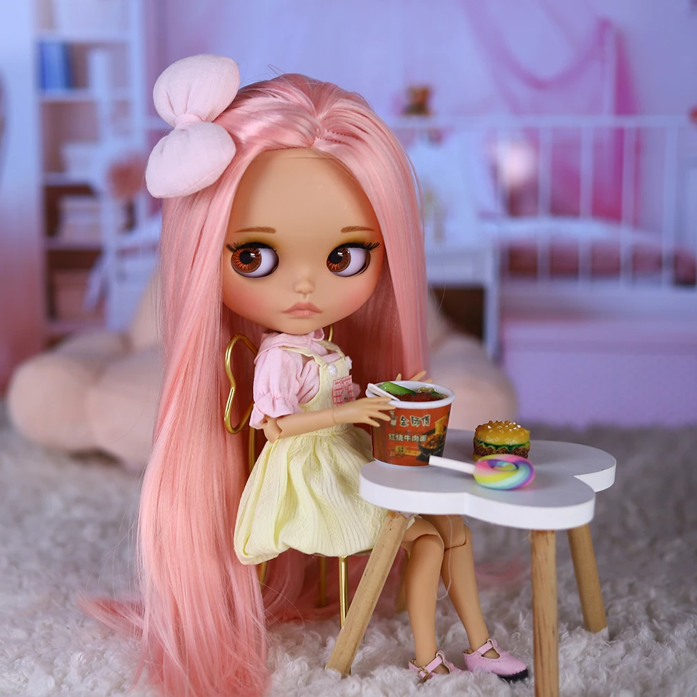 ICY DBS Blyth Doll BJD Joint Body Brown Skin Matte Face Cute Bow Set Doll 1/6 30cm Girl Gift Anime SD