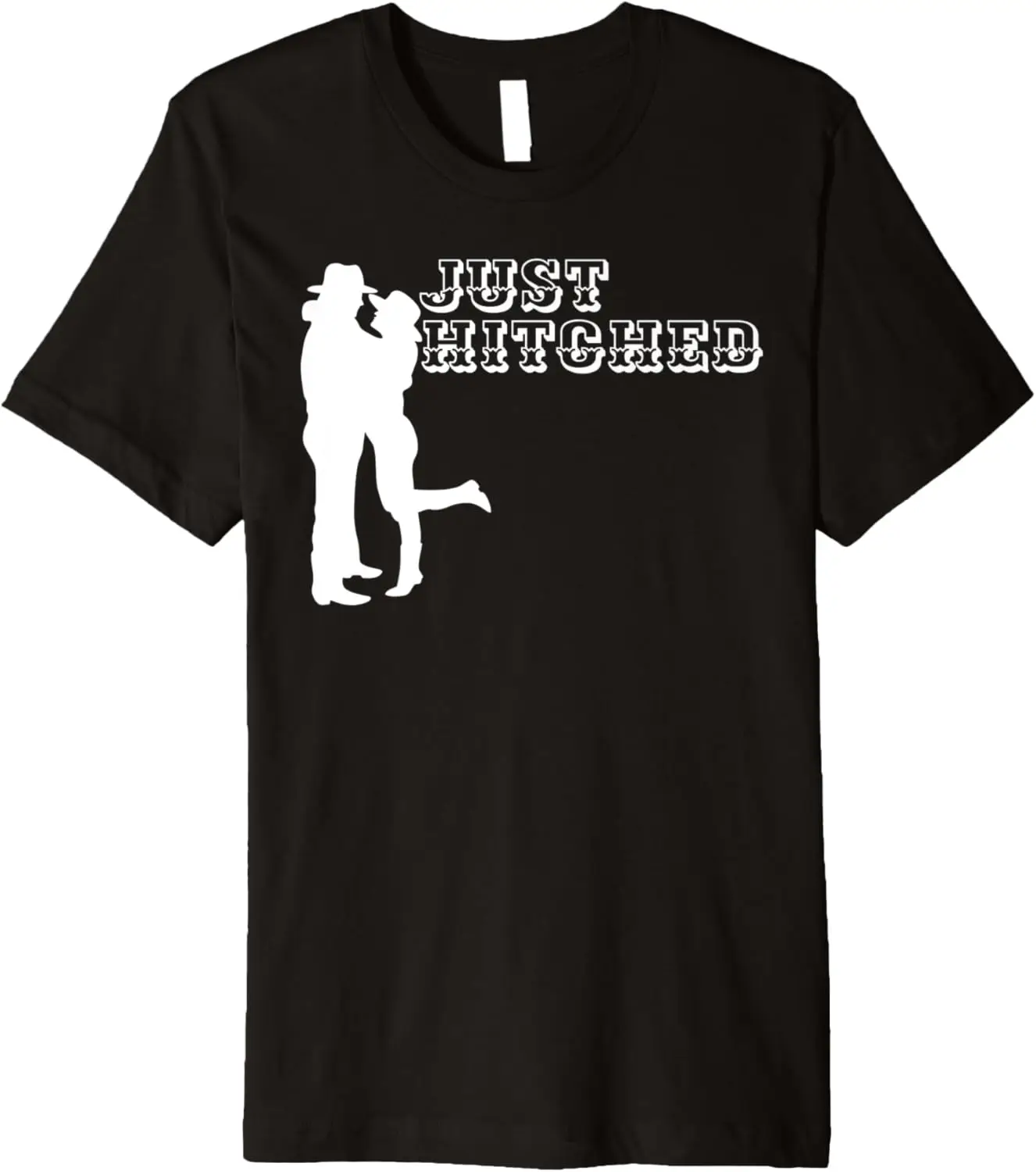 Just Hitched Cowboy Honeymoon Newly Wedded Matching Design Premium T-Shirt