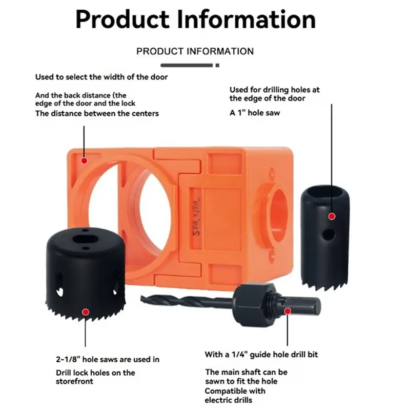 ABKQ-Installation Kit For Door Lock With Guide Template- For 1-3/8
