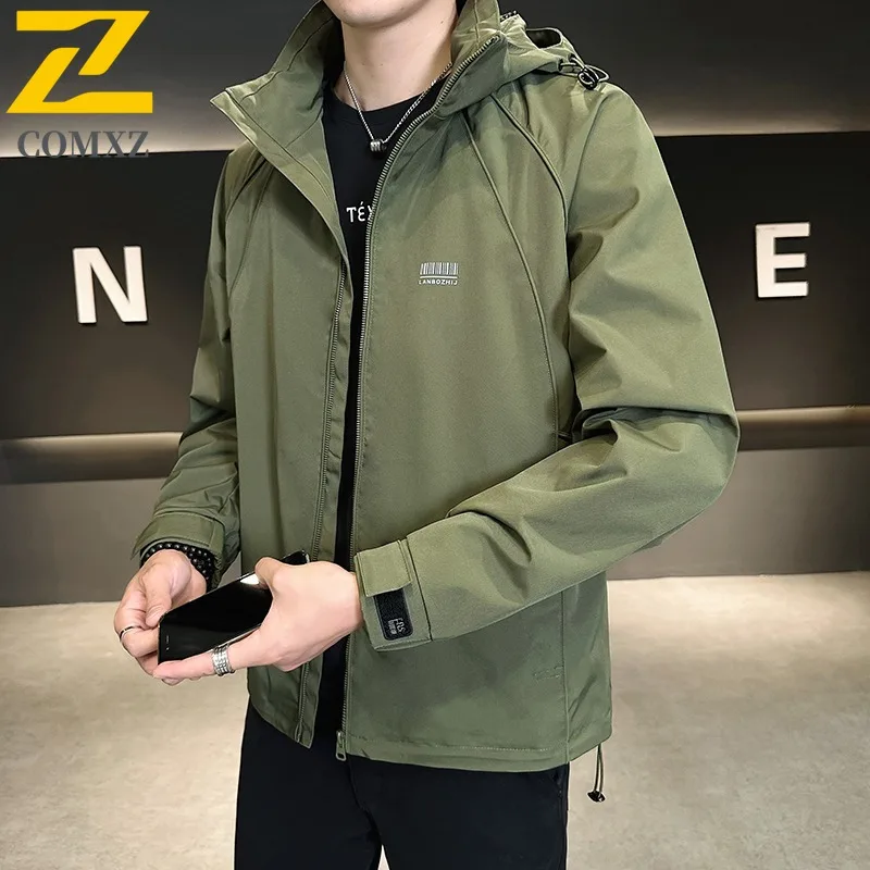 

COMXZ 2025: мужская рабочая одежда с капюшоном, весенне-осенняя легкая повседневная модная дышащая удобная куртка