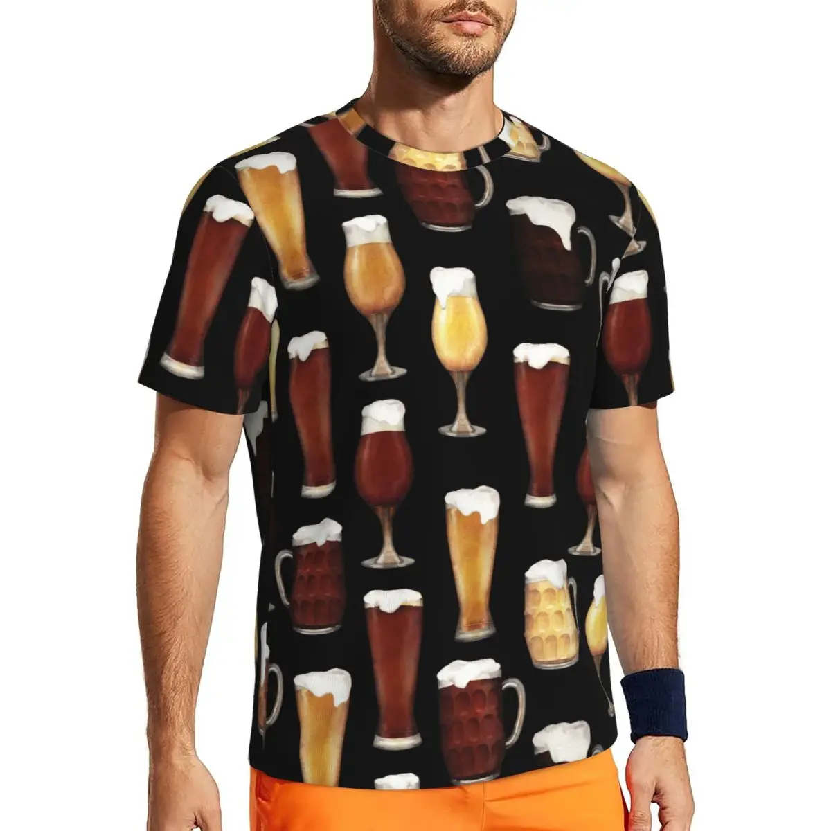 

Sportswear T Shirt For Man Beer Soccer T-Shirts Hippie Cartoon Summer Tees O Neck Y2K Fun Custom Clothing Gift Idea