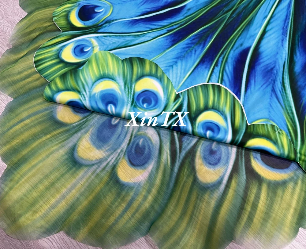 Beautiful Big Mermaid Tail Peacocks Soul Swimmable Tail with Printing Yarn No Monofin For Free Diving Model Photoshooting Suit