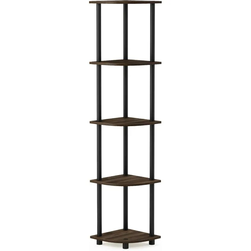 

Turn-N-Tube 5 Tier Corner Display Rack Multipurpose Shelving Unit, 1-Pack, Columbia Walnut/Black