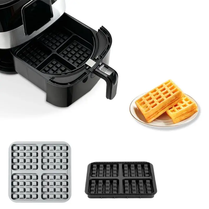 Air Fryer Silicone Biscuit Mold Set Square Waffle Model Non-stick Baking Tray Compatible For Pancakes Baking Accessories