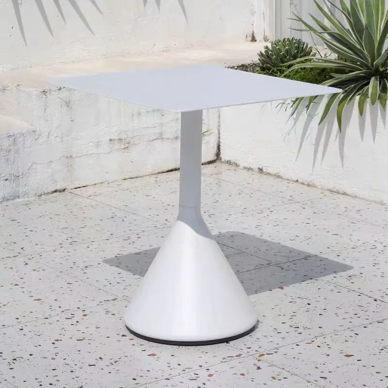 White table, all-aluminum long table outside the courtyard, outdoor leisure stretch tabl, plastic wood table, commercial dining