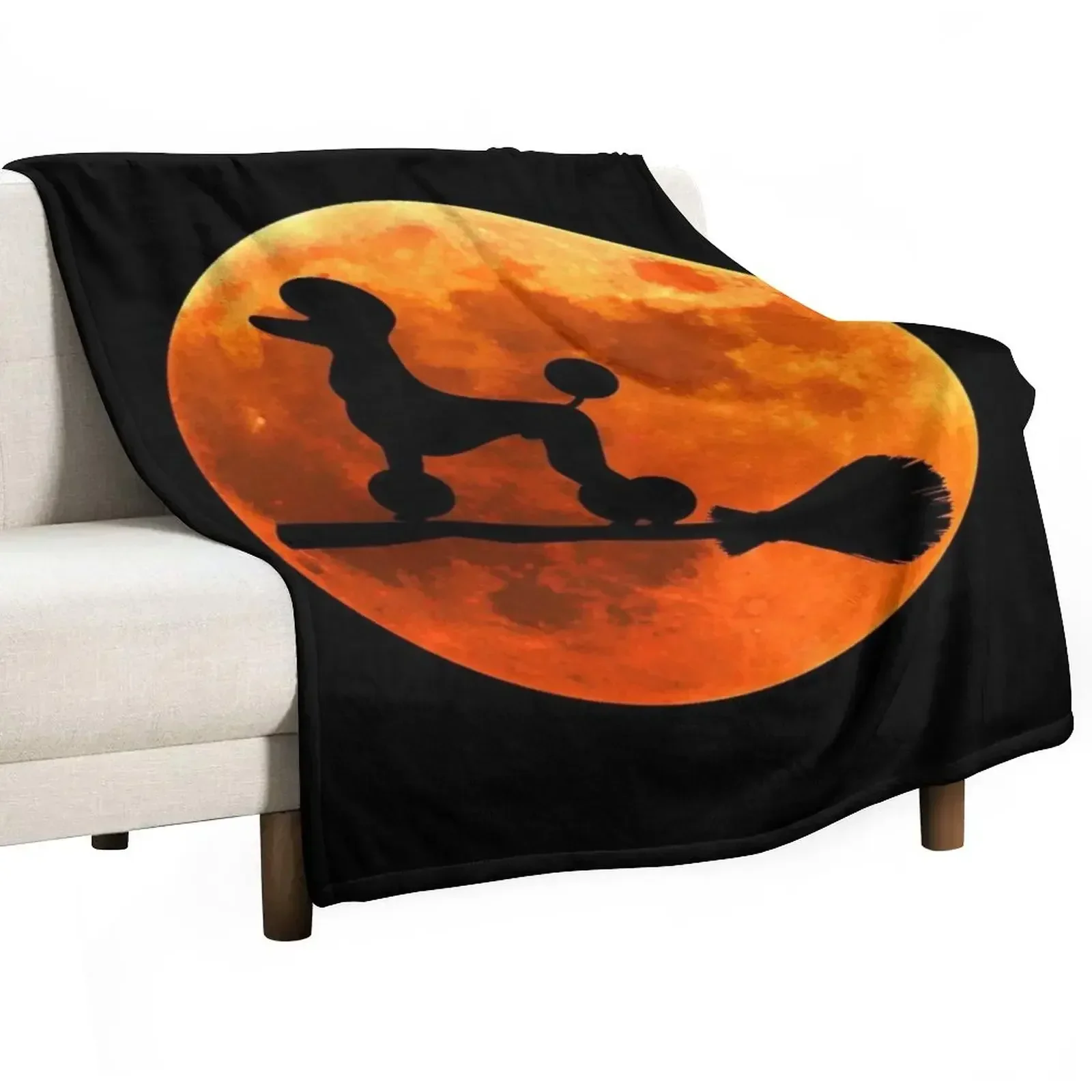 

Poodle Dog Silhouette Moon Halloween Throw Blanket Kid'S Hairy Blankets