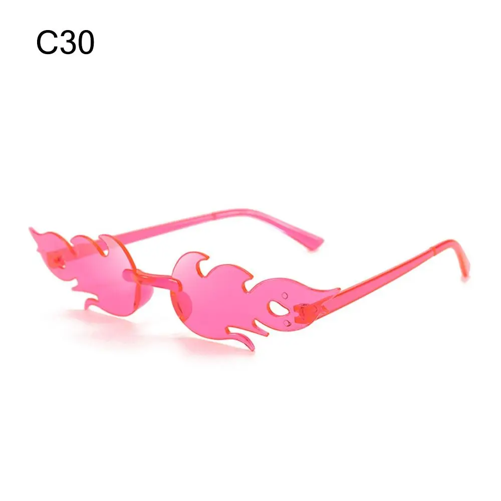 Novelty Eyewear Rimless Cosplay Sun Glasses Flame Sunglasses Flame Shaped Sunglasses for Women