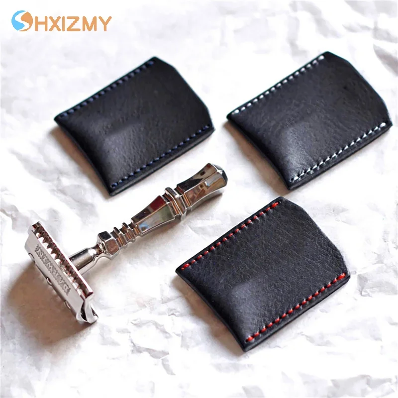 1PCS Double Edge Safety Razor Head Sleeve Protective Case Leather Without Razor