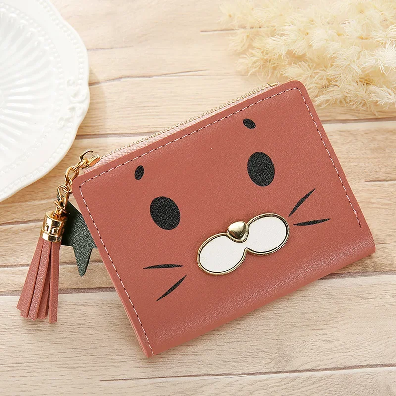 Fashion Dompet ritsleting rumbai desainer kecil kulit PU dompet koin Mini dompet lucu mewah tempat kartu untuk wanita Monedero mujer