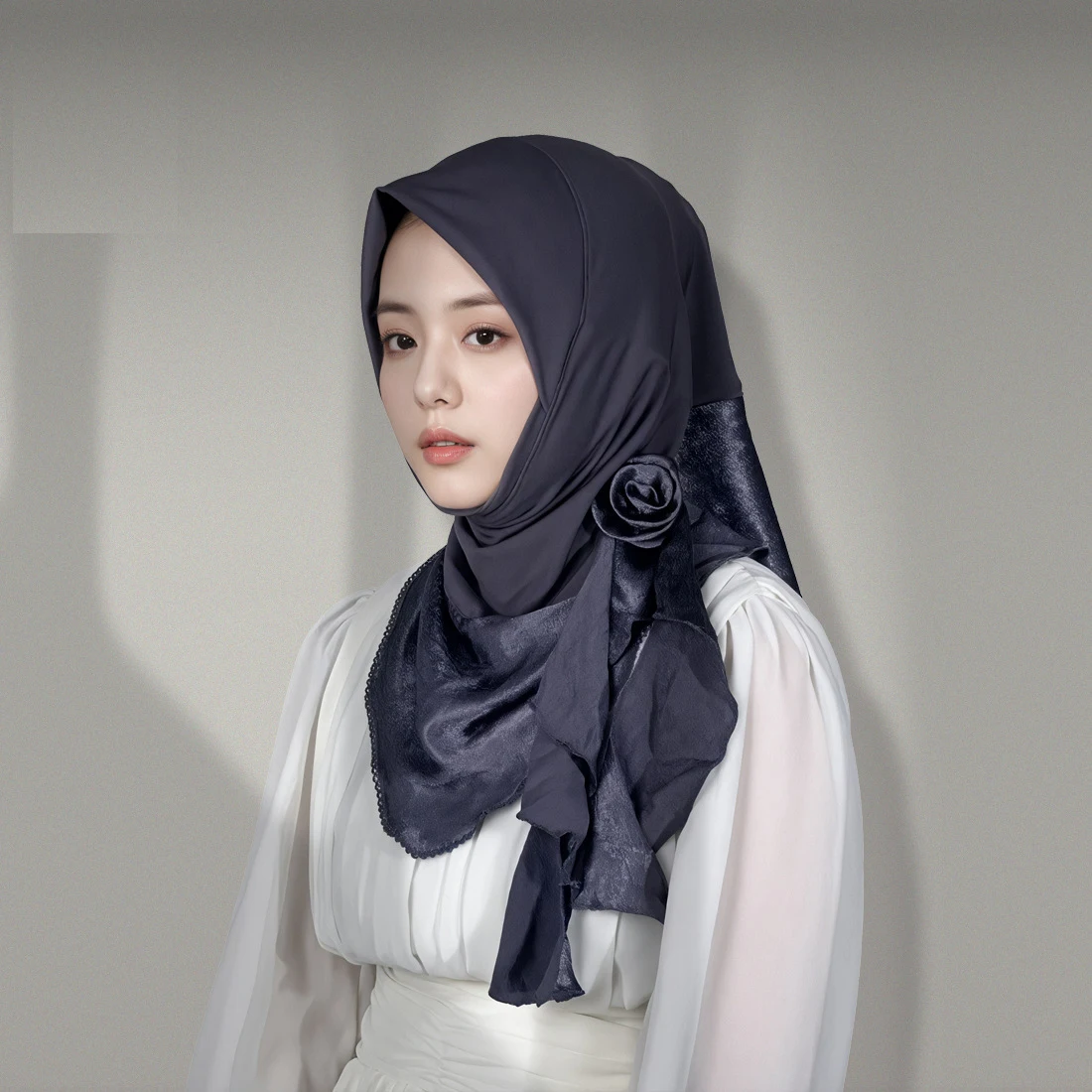 

New Muslim Women One Piece Amira Flower Hijab Islam Headscarf Turban Arabic Head Wrap Shawl Cover Niqab Pull On Ready Made Scarf