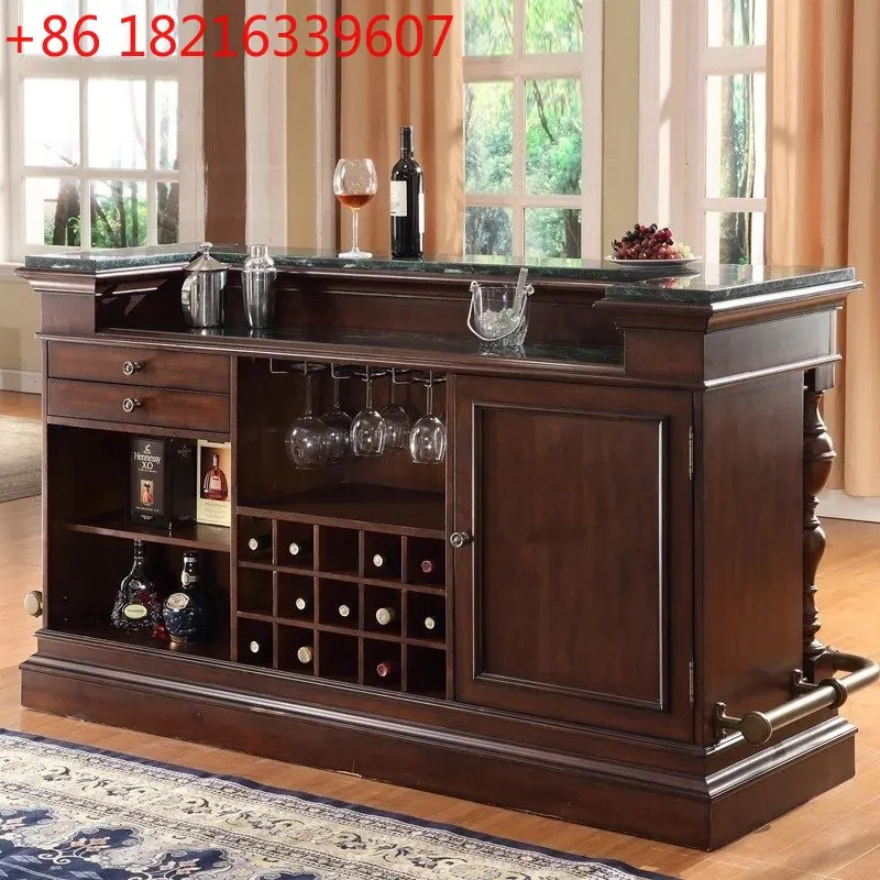 

Американский ретро-барный стол из цельного дерева, европейский мраморный барный стол, домашняя перегородка, бар, отель