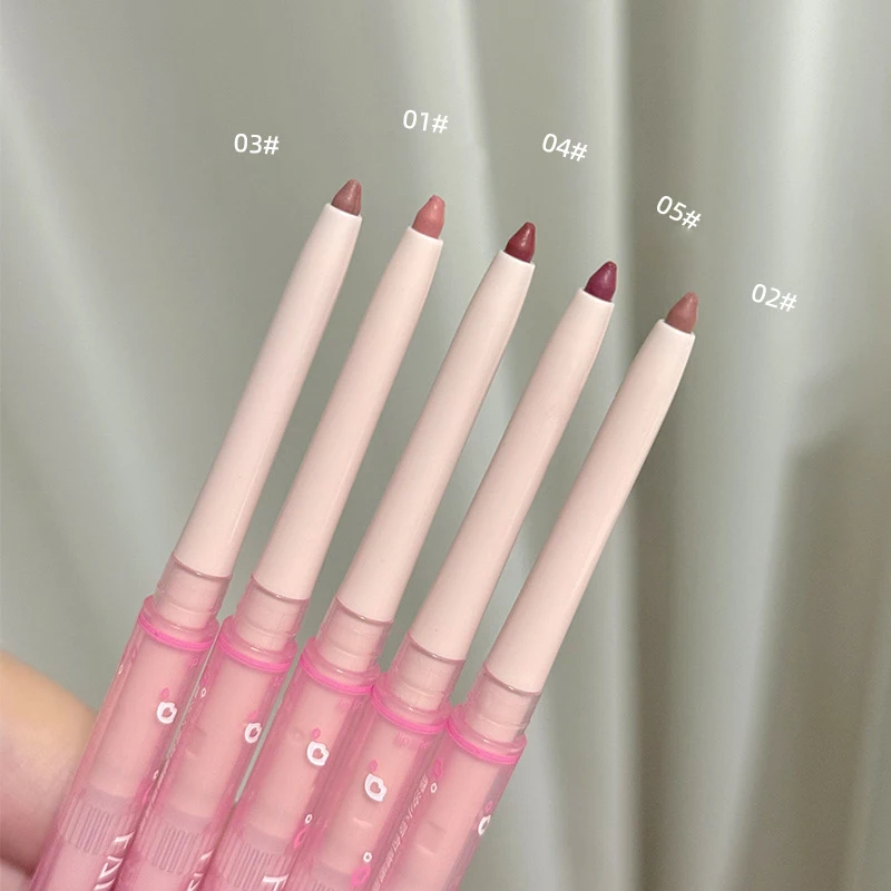 Nude Lip Liner mit Lippenpinsel, weicher Nebel, Kosmetik, Lippenstiftstift, sanfte Farben, mattierter Lippenstiftstift, Lippenkonturierung, Lipliner-Stift