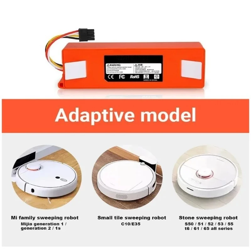 بطارية بديلة متعددة السعة 14.4 فولت لروبوتات Xiaomi 1S وRoborock S5MAX وS6MAXV وS7 وS75 للكنس والتطهير