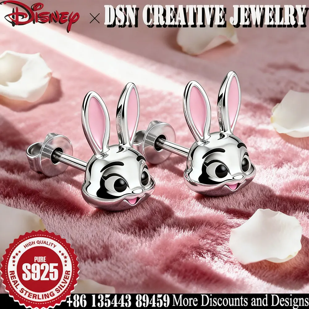 

DSN creative jewelry 925 sterling silver earrings disney Rabbit Police Zootopia stud earrings cute cartoon luxury jewelry gift