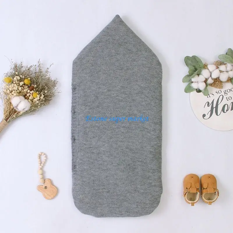 090B الطفل الرضيع حديثي الولادة قماش للف الرضع الخريف الشتاء كيس النوم هود زر عربة Footmuff كيس النوم محبوك المغلفات #3