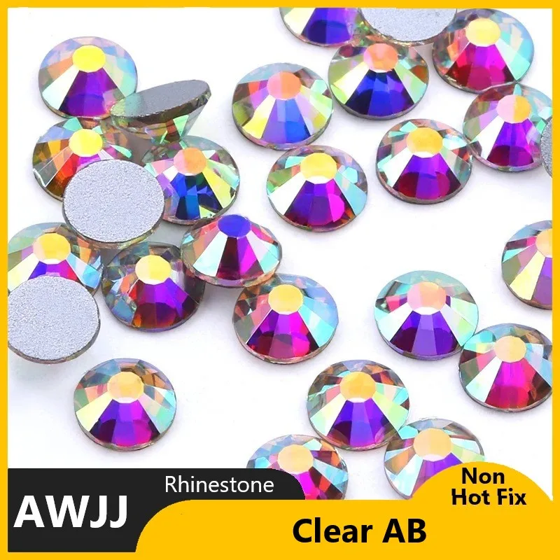 AWJJ Boutique Crystal AB Non Hotfix Rhinestones SS3-SS50 FlatBack Strass Sewing&Fabric Garment Nail Art Rhinestones Decorations