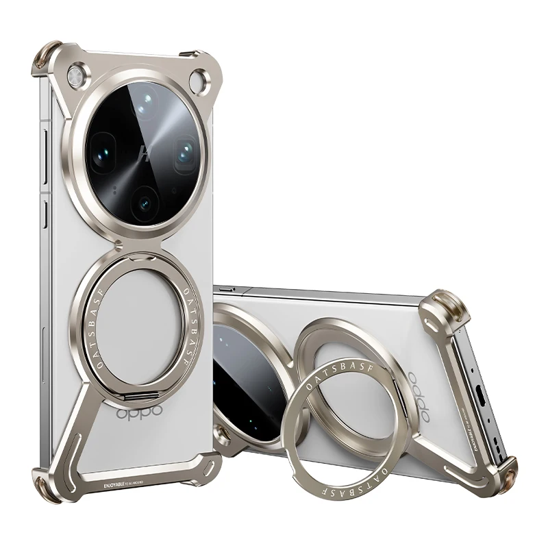 

Oatsbasf for Oppo Find X8 Ultra Phone Case Magsafe with 360° Rotatable Stand Minimalist Magnetic Metal Frameless Shockproof