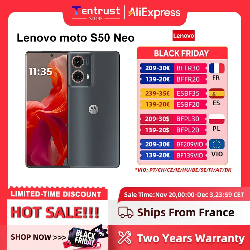 Lenovo Motorola Moto S50 Neo Global Rom 5G Smartphone 120Hz Smartphone 5000mAh 6.7 pouces 50 mgapixels Snapdragon 256GB 512GB Android