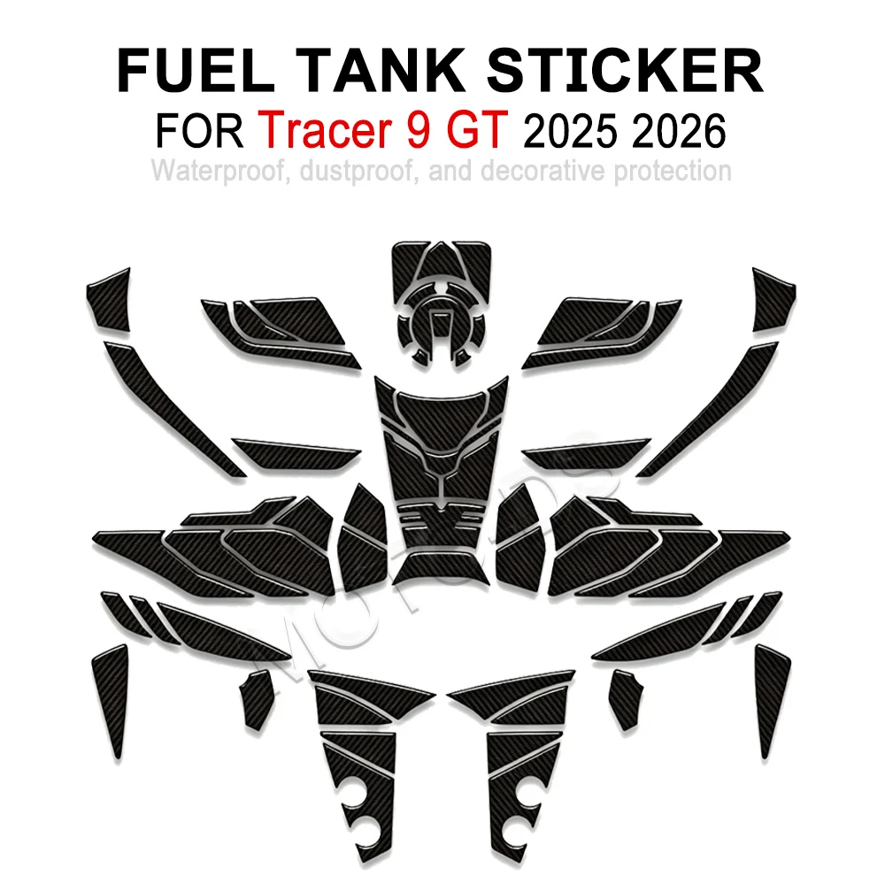 

For Tracer 9 GT 9GT + 9GT+ 2025 2026 Motorcycle Tank Pad Cap Stickers Decals Protector Carbon Fiber