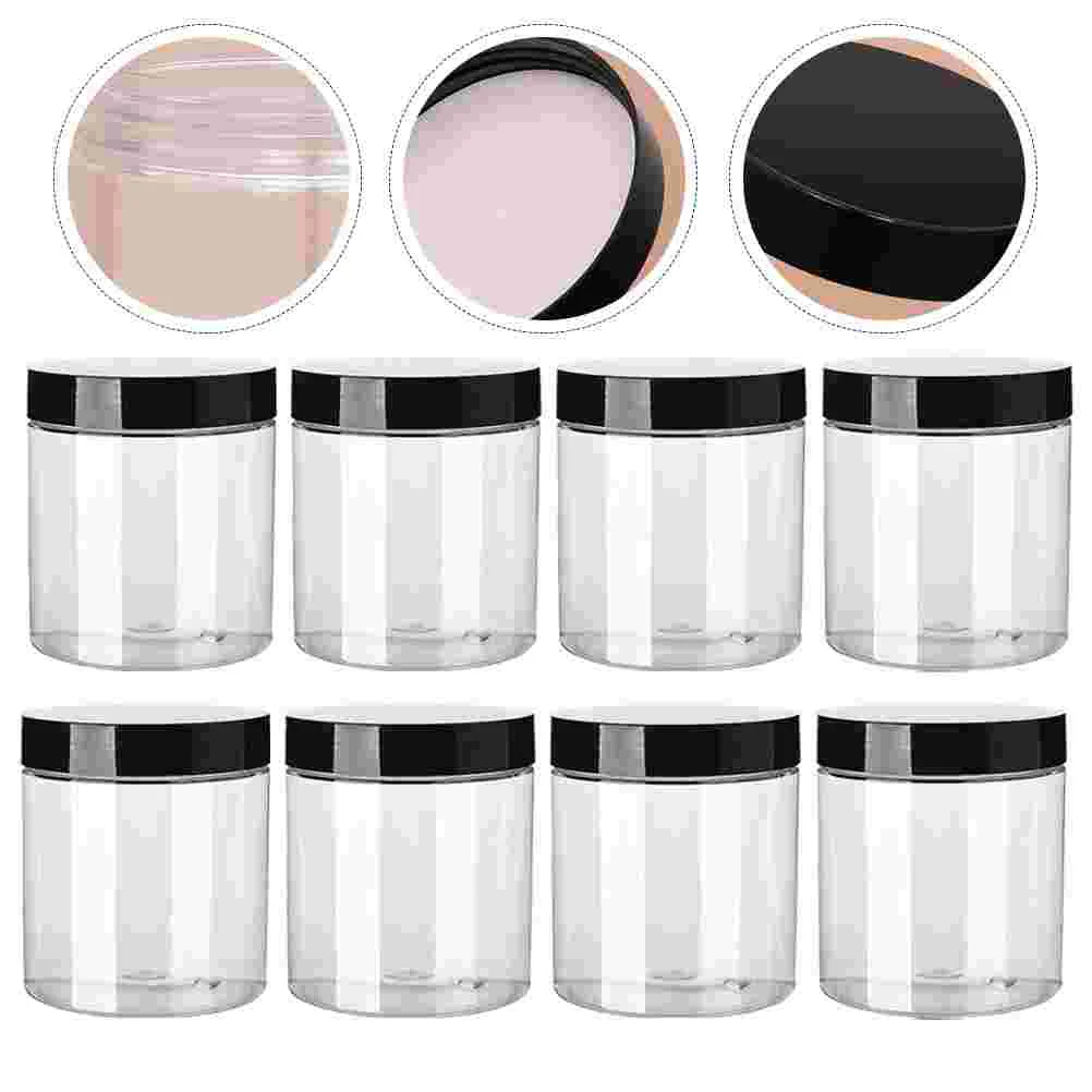 

8 Pcs Food Containers with Lids Wide Mouth Cream Jar Round Clear Small Refillable Transparent Travel Empty