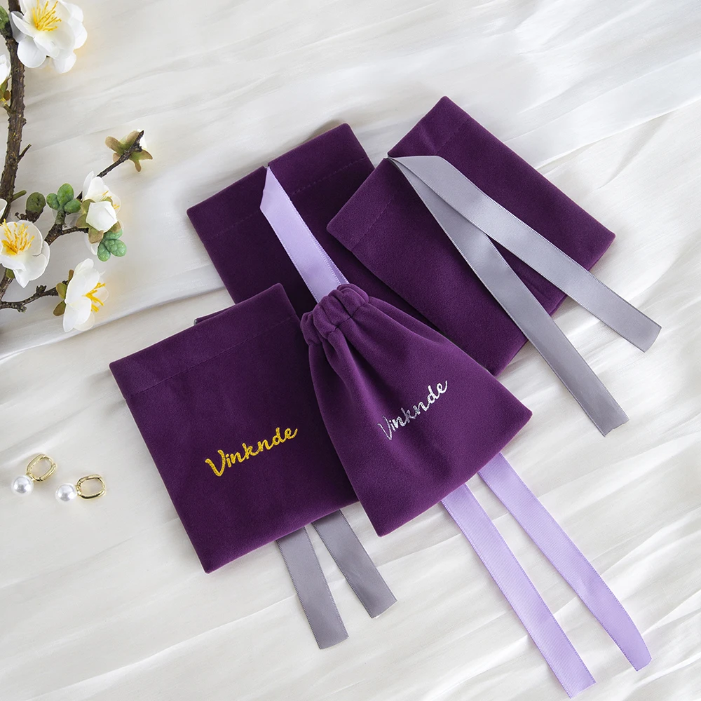 Пользовательский логотип 100 шт. лента бархатная подарочная сумка свадебные сувениры мешочки для ювелирных изделий серьги-гвоздики для ногтей гарнитура карман для хранения