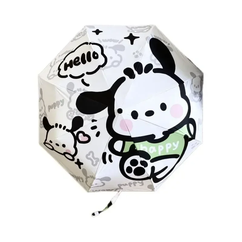 Summer Kawaii Sanrio Anime Pochacco Rain Automatic Umbrella Ins Cute Cartoon Sun UV Protection Umbrella Gifts for Kids