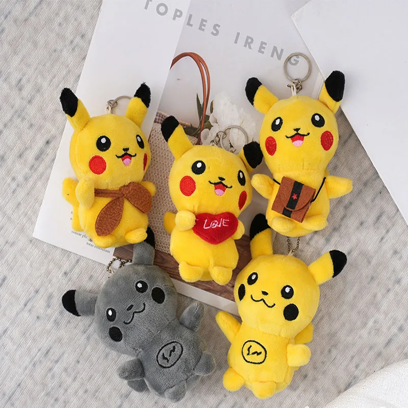 Cartoon Anime Pokemon Figure 13cm Kawaii Pikachu Keyring Soft Toys Cute Dolls Kids Boys Girls Birtnday Xmas Gift Keychains