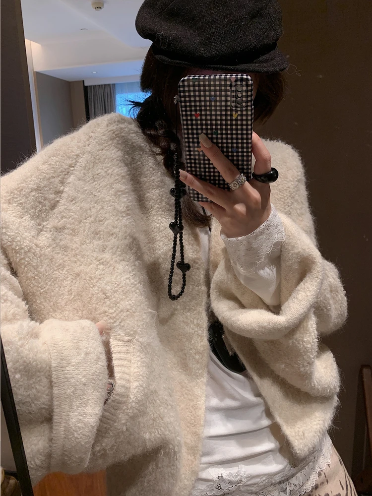 

OHLABABY корейский Sle Lazy Batwing Sve петля вязаный кардиган женский свитер осень-зима простой свободный вязаный топ