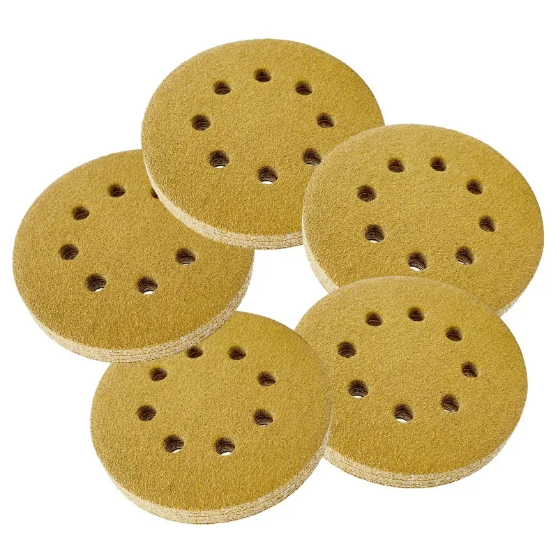 

QYQRQF 5 Inch Sanding Discs Hook and Loop 8 Holes Sandpaper Round Orbital Sander Paper for Woodworking Car Boat Metal Polishing