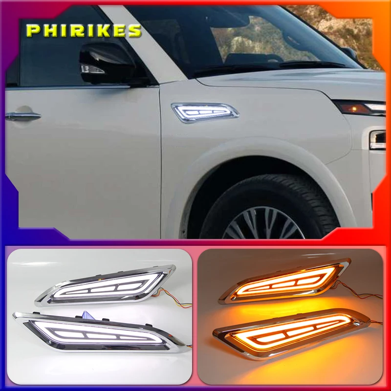 

For Nissan Patrol Y62 Armada Accessories 2015 2016 2017 2018 2019 LED DRL Flowing Turning Light Signal Lamp Side Vents Sticker