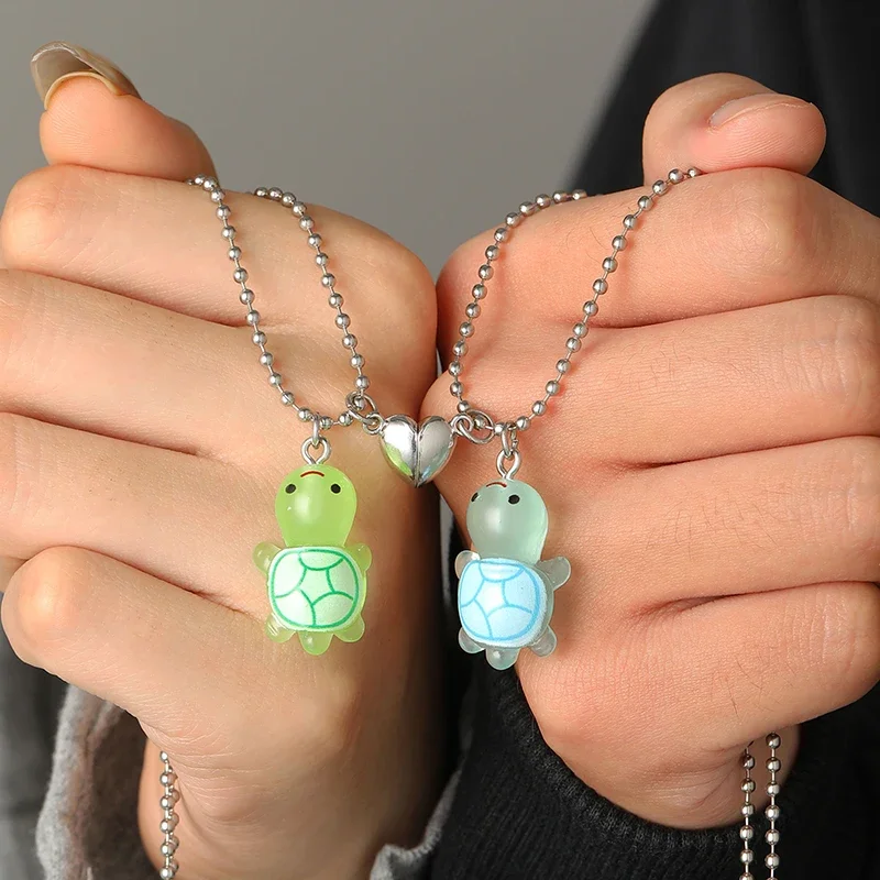 1 пара милых светящихся черепаховых сердец магнитный кулон ожерелье для женщин и мужчин пара ожерелье ювелирные изделия подарок на вечеринку